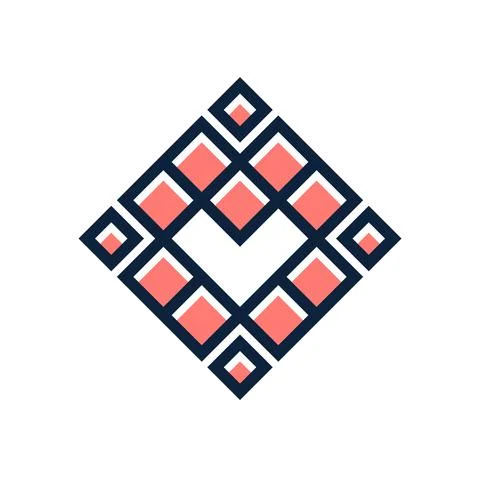 Love Pixel Heart vector Logo. Simple square poly vector illustration Valentin Stock Illustration