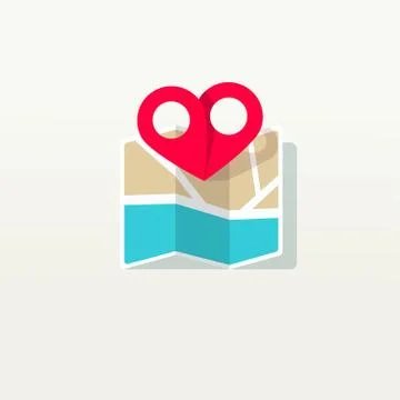 Love place heart pin pointer with city travel map logo Stock Illustration