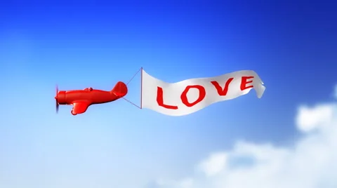 Love Plane in Clouds (Loop) Video stock 1008660