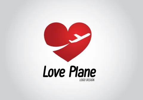 Love plane logo design Stock Illustration