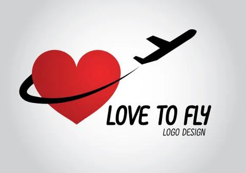 Love plane logo design Stock Illustration