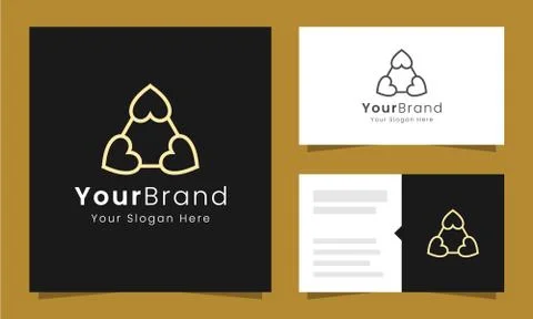 Love play logo design concept with gold color Stock Illustration
