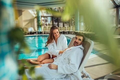 Love by the pool Stock Photos