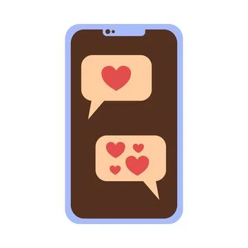 Love pop-up notification. Message with a heart on a mobile phone screen. Stock-Illustration