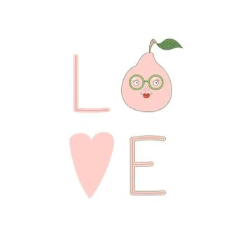 Love poster with a pear Stock Illustration