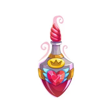 Love potion bottle, elixir in glass flask, icon Stock Illustration