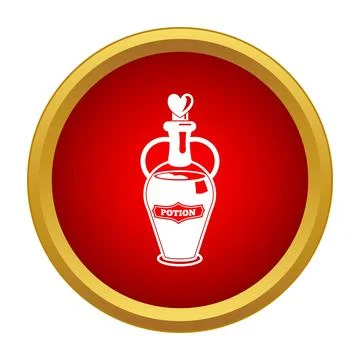 Love potion magic elixir icon on red circle Stockillustratie