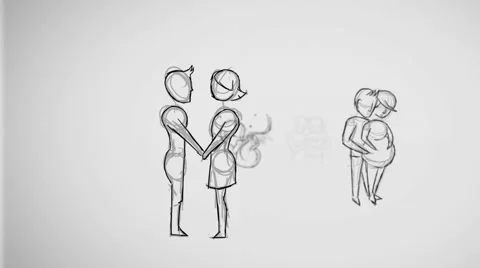 Love Pregnancy Parenthood - Animation - Zoom In - Step by Step - White Stock Footage