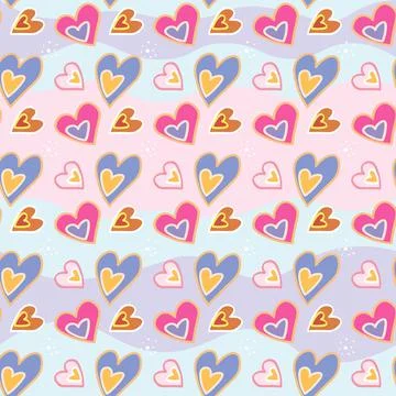 Love print. Decorative pattern with hand drawn hearts. Seamless vector patter Stock Illustration