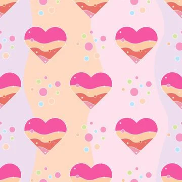 Love print. Seamless pattern. Decorative pattern with wavy heart. Stock Illustration