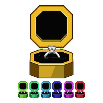 Love proposal ring box cartoon vector graphic Stock Illustration