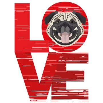 Love Pug . Stock Illustration