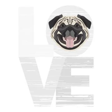 Love Pug . Stock Illustration