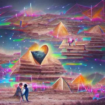 Love in the pyramids Stock Illustration