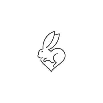 Love rabbit. Vector logo icon template Stock Illustration