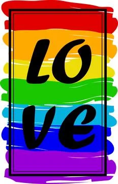 Love in rainbow strokes on a white background Stock Illustration