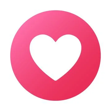 Love react social media symbol. Heart shape icon in pink circle isolated vector Illustrazione stock