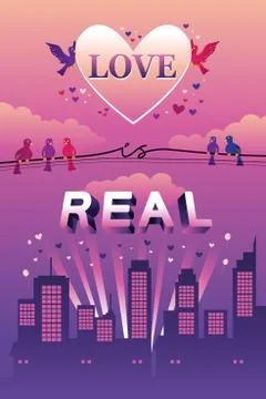 "Love is Real" design Illustrazione stock