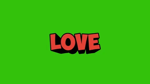 Love Red 3D Shiny Text on green background animation. Stock Footage 253621804