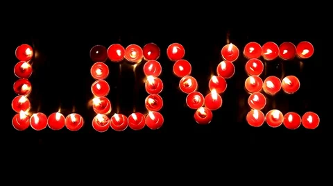 Love (red candles) Stock Footage 34448249