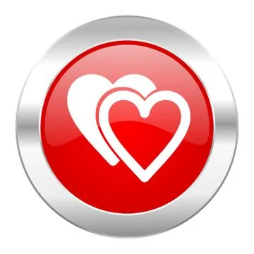 Love red circle chrome web icon isolated. Stock Illustration