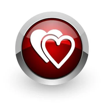 Love red circle web glossy icon. Stock-Illustration