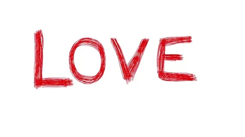 LOVE Red Word Scribble Animation Doodle Cartoon 4K Video stock 72442467