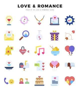 Love &amp; Romance elements. Flat web icon set. Simple vector illustration. 스톡 일러스트