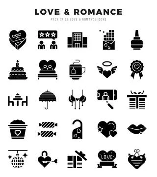 Love &amp; Romance elements. Glyph web icon set. Simple vector illustration. Stock Illustration