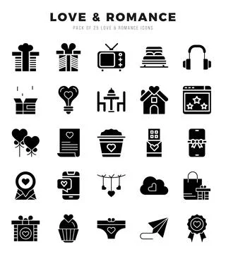 Love &amp; Romance elements. Glyph web icon set. Simple vector illustration. Stock Illustration