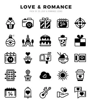 Love &amp; Romance elements. Lineal Filled web icon set. Simple vector illustra.. Stock Illustration