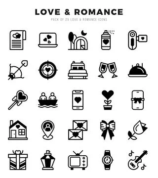 Love &amp; Romance elements. Lineal Filled web icon set. Simple vector illustra.. Stock Illustration