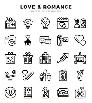 Love &amp; Romance elements. Lineal web icon set. Simple vector illustration. Stock Illustration