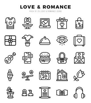 Love &amp; Romance elements. Lineal web icon set. Simple vector illustration. Stock Illustration