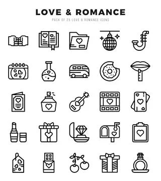 Love &amp; Romance elements. Lineal web icon set. Simple vector illustration. Illustrazione stock