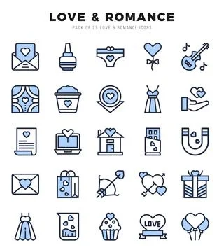 Love &amp; Romance elements. Two Color web icon set. Simple vector illustration. Illustrazione stock