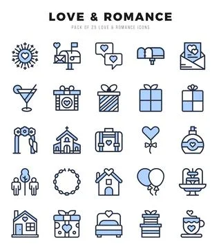 Love &amp; Romance elements. Two Color web icon set. Simple vector illustration. Stock Illustration