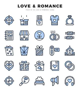 Love &amp; Romance elements. Two Color web icon set. Simple vector illustration. Stock Illustration
