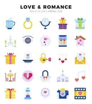 Love &amp; Romance Icon Bundle 25 Icons for Websites and Apps Stock Illustration