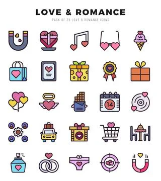 Love &amp; Romance icon pack for your website. mobile. presentation. and logo d.. Stock Illustration