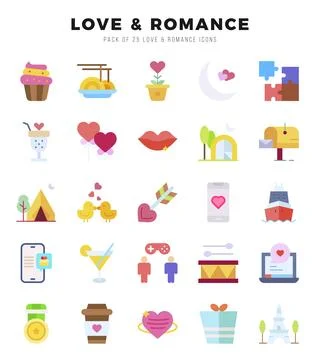 Love &amp; Romance Icons Pack. Flat icons set. Flat icon collection set. Ilustração Stock