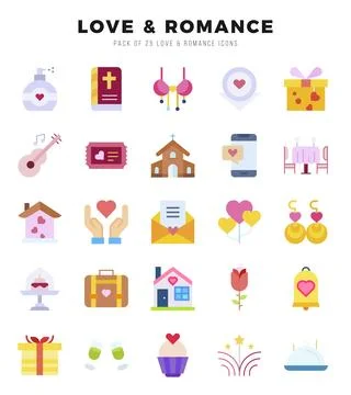 Love &amp; Romance icons set. Vector illustration. Stock Illustration