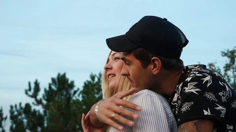 Love romantic couple hug and kiss Stock Footage