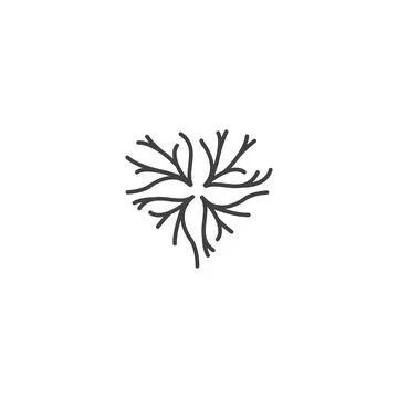 Love root or twig tree, root shape heart. Vector logo icon template Illustrazione stock
