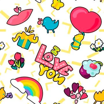 Love seamless cartoon pattern 스톡 일러스트