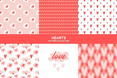 Love seamless pattern set with heart Stock Illustration