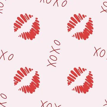 Love seamless pattern. Valentine Day Xo xo. vector hand drawn xoxo text and Ilustración de archivo