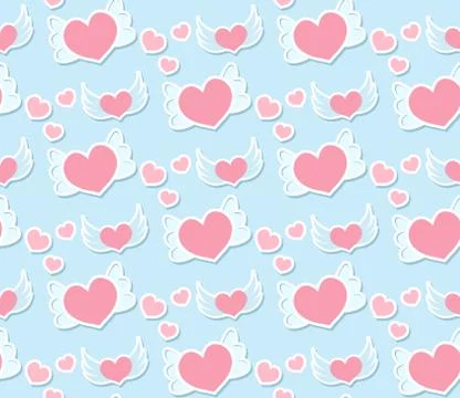 Love seamless pattern. Valentine's Day endless texture, background. Vector Stock Illustration