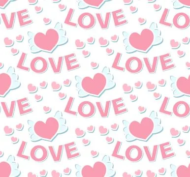 Love seamless pattern. Valentine's Day endless texture, background. Vector Stock Illustration