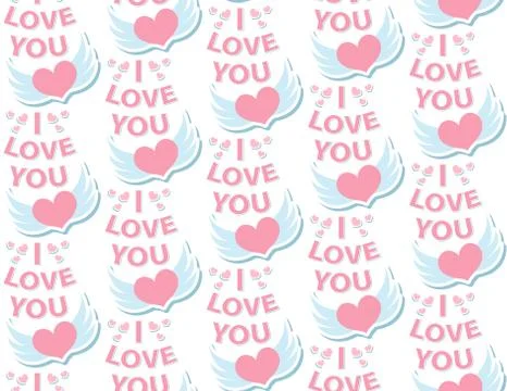 Love seamless pattern. Valentine's Day endless texture, background. Vector Stock Illustration